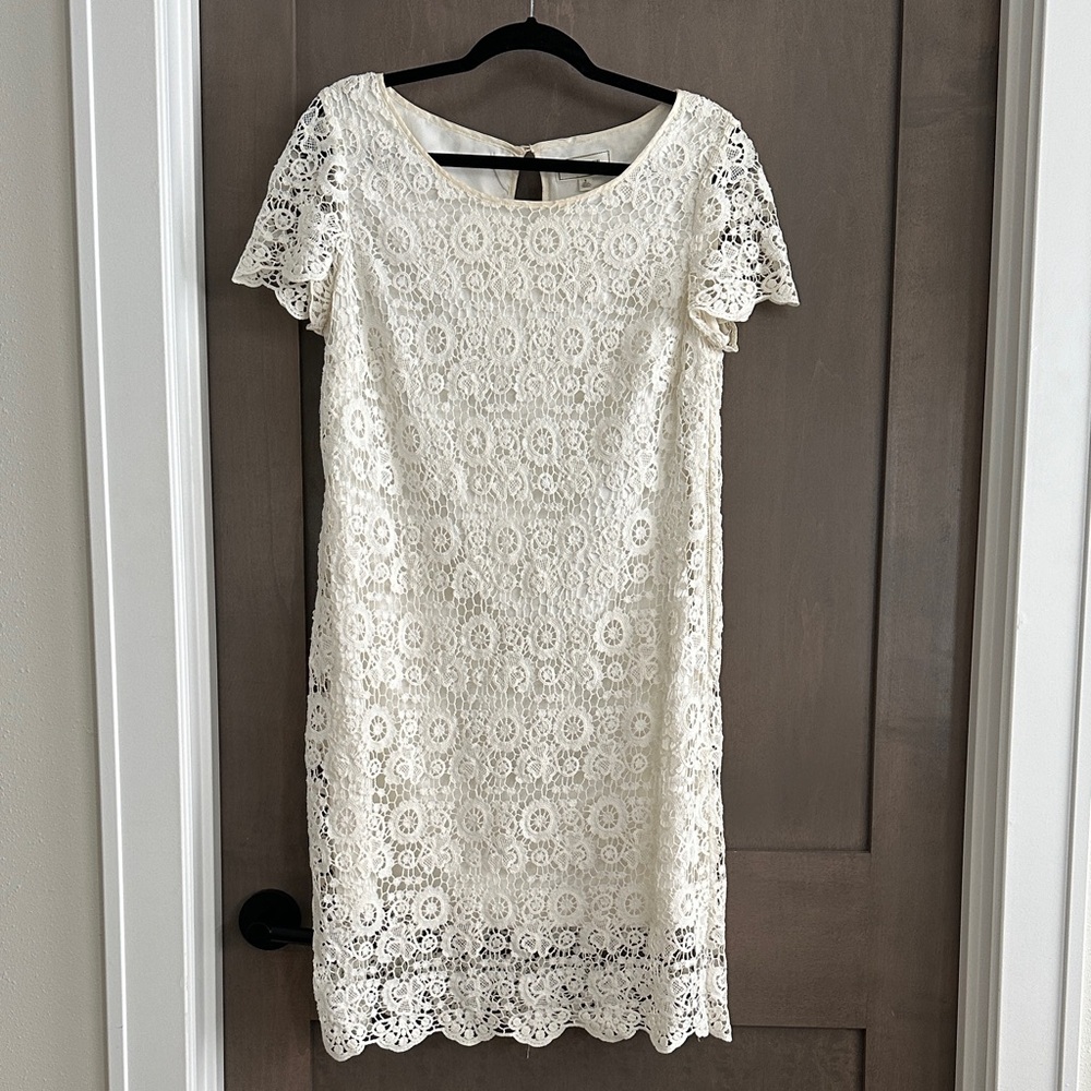 Anthropologie Moulinette Soeurs Horkelia Shift White Lace Dress Size 6